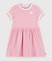 Kurz&auml;rmeliges Kinder-Kleid aus Baumwolle mit Streifen rosa/weiss