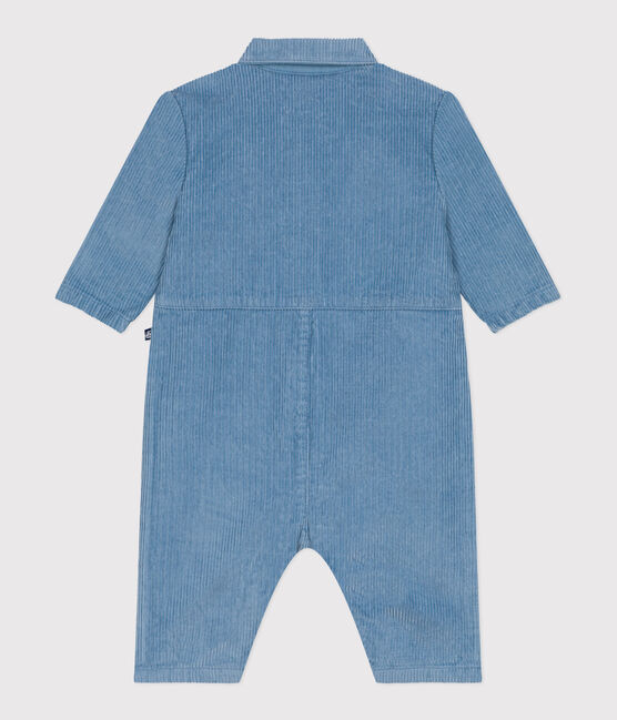 Langer Baby-Overall aus einfarbigem Fein-Cord im Tankwart-Stil ADRIATIC