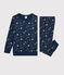 Kinderpyjama  aus Fleece mit Sternenmuster blau MEDIEVAL/weiss MULTICO