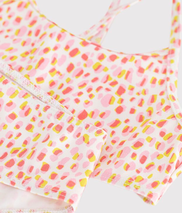 Gemusterter Kinder-Bikini weiss/vielfarbig