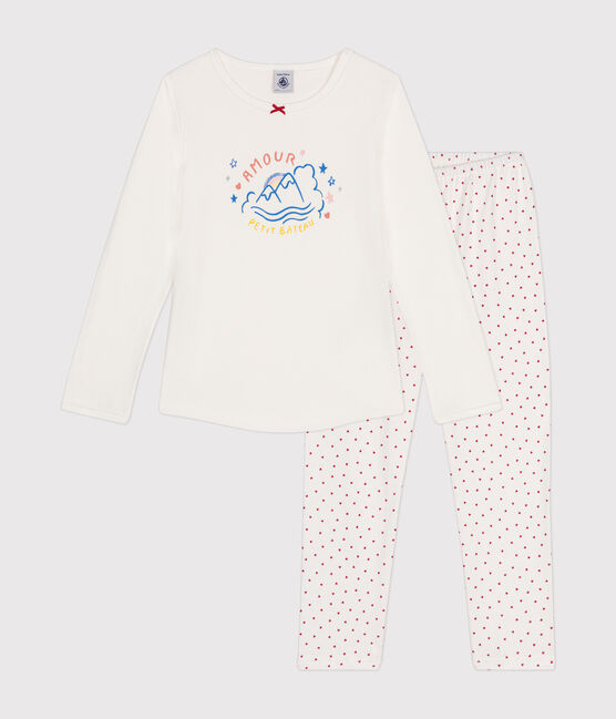 Kinderpyjama aus Baumwolle weiss MARSHMALLOW/weiss MULTICO