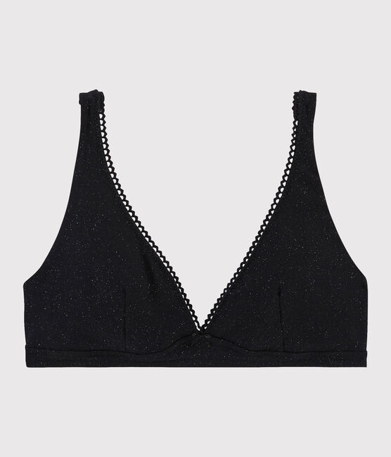 Glänzender Damen-BH schwarz NOIR/ ARGENT