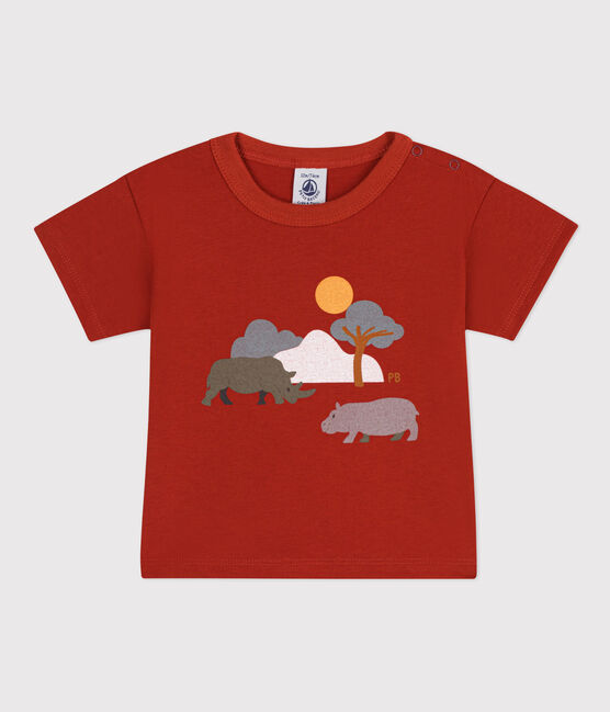Kurzärmeliges Baby-T-Shirt aus Jersey mit Motiv rot HARISSA