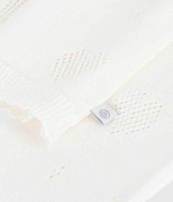 Kinder-Cardigan aus einfarbiger Baumwolle weiss MARSHMALLOW