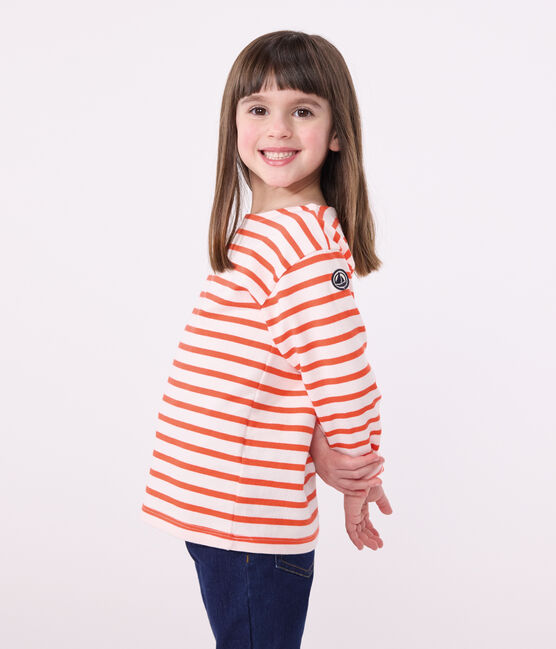 Langärmeliges Kinder-Unisex Streifenshirt aus Baumwolle rosa FLEUR/ SPICY
