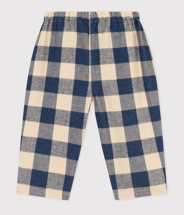 Karierte Baby-Hose aus Flanell blau/naturfarben