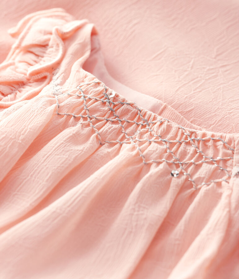 Kurz&auml;rmeliges Baby-Kleid aus Cr&ecirc;pe f&uuml;r M&auml;dchen rosa