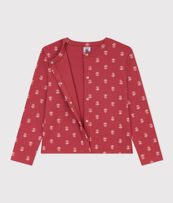 Gemusterter Cardigan aus Baumwolle für Mädchen rosa PAPI/beige AVALANCHE
