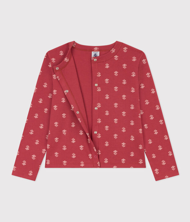 Gemusterter Cardigan aus Baumwolle f&uuml;r M&auml;dchen rosa/naturfarben