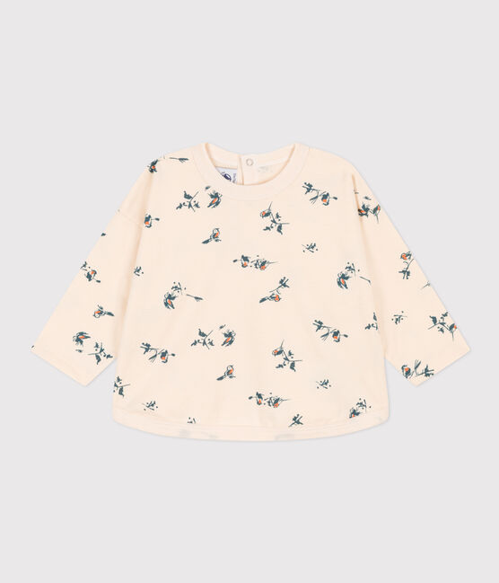 Langärmeliges Baby-T-Shirt aus bedrucktem Jersey weiss AVALANCHE/ MULTICO