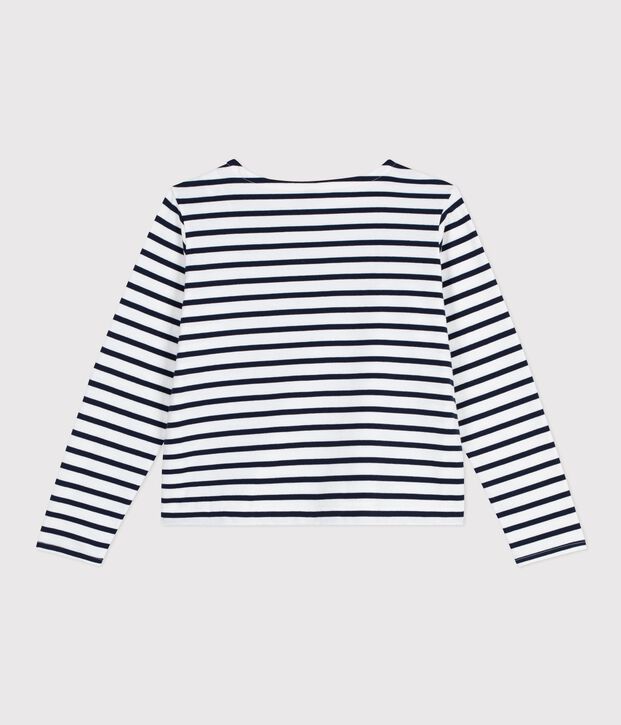 Damen-Streifenshirt Marini&egrave;re aus Baumwolle weiss/blau