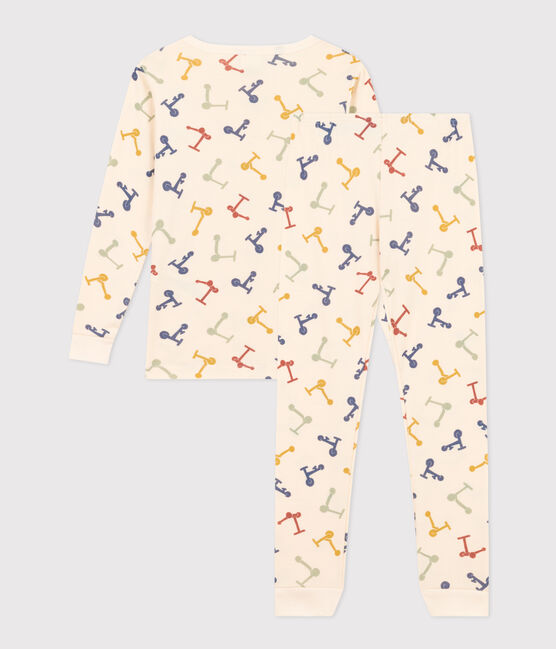 Körpernaher Kinderpyjama aus Baumwolle mit Roller-Printmotiv weiss AVALANCHE/ MULTICO