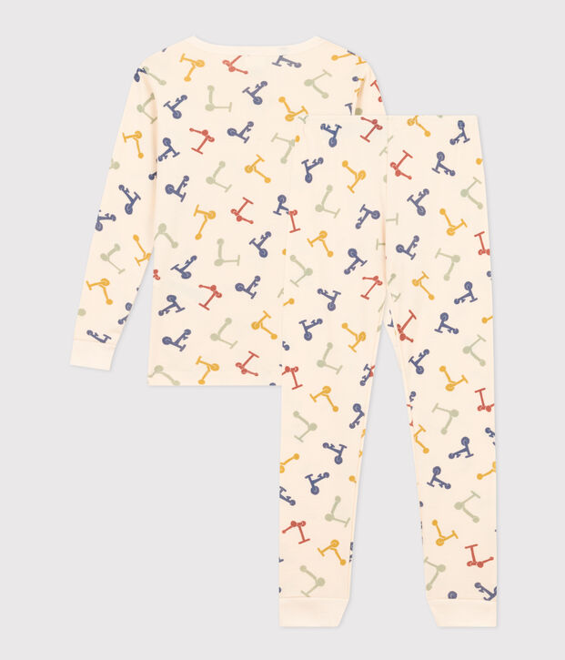 K&ouml;rpernaher Kinderpyjama aus Baumwolle mit Roller-Printmotiv naturfarben/vielfarbig