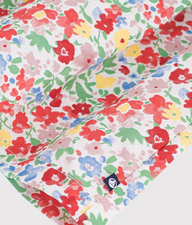 Lang&auml;rmeliges Kinder-Kleid aus Baumwolle mit Blumenmuster weiss/vielfarbig