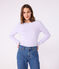 Langärmeliges Damen-T-Shirt L’Iconique aus Baumwolle mit Picotkante violett PARME
