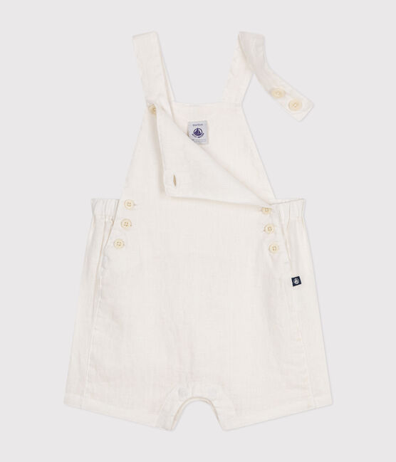 Kurze Baby-Latzhose aus Leinen weiss ECUME