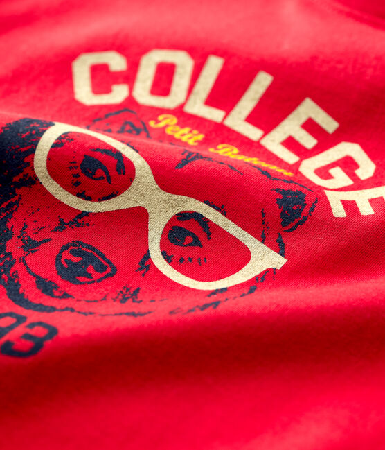 Langärmeliges Kinder-T-Shirt aus Baumwolle für Jungen rot TERKUIT