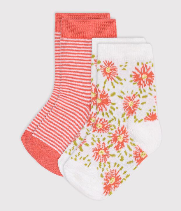 2 Paar Baby-Socken aus Baumwolle mit Blumenmuster vielfarbig