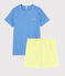 Kinderkurzpyjama aus Rippstrick in Blau und Gelb blau EDNA/naturfarben MULTICO