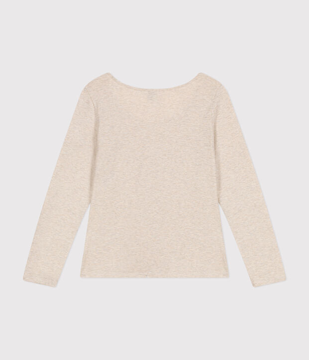 Lang&auml;rmeliges Damen-T-Shirt Le Droit mit weitem Ausschnitt aus geflammten Jersey MONTELIMAR CHINE
