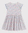 Kurzärmeliges Kinder-Kleid aus Baumwolle mit Blümchen weiss MARSHMALLOW/weiss MULTICO