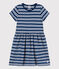Gestreiftes Kinderkleid aus Baumwolle für Mädchen blau MEDIEVAL/weiss MARSHMALLOW