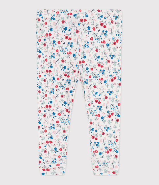 Baby-Leggings aus Baumwolle mit Blumenmuster weiss MARSHMALLOW/weiss MULTICO