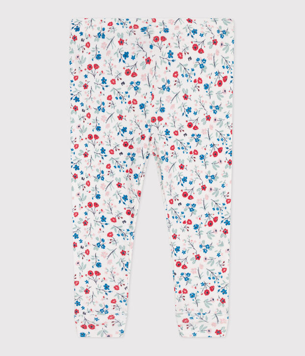 Baby-Leggings aus Baumwolle mit Blumenmuster weiss/vielfarbig