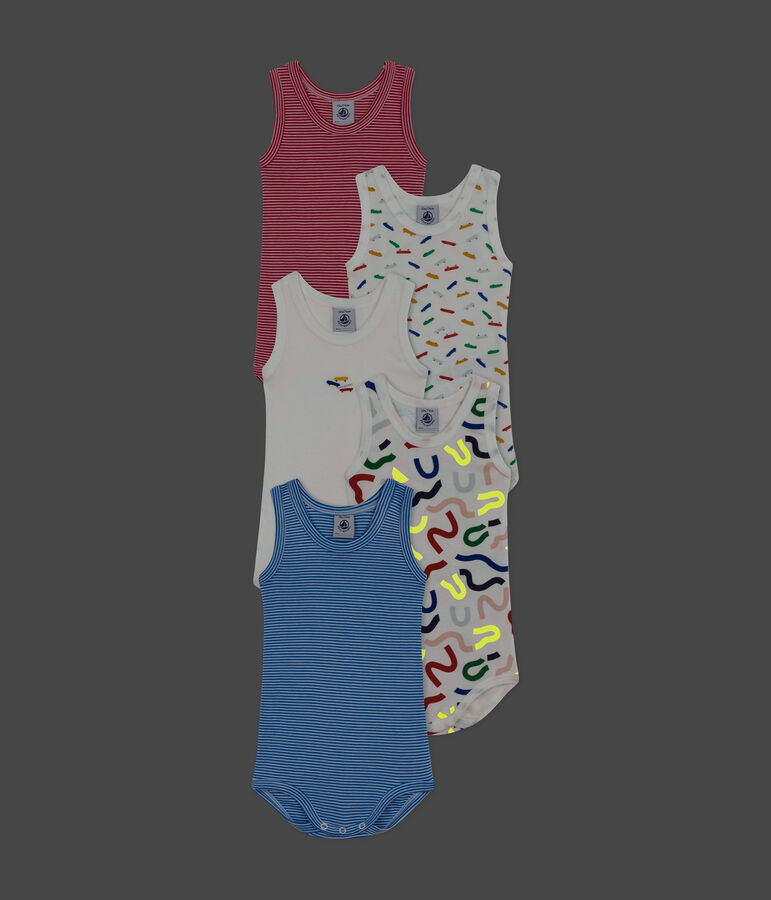Set aus 5 &auml;rmellosen Baby-Bodys Skate aus Baumwolle vielfarbig