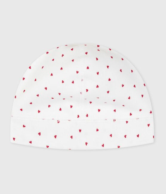 Newborn-Mützchen aus Baumwolle mit Herzmotiv weiss MARSHMALLOW/rot TERKUIT