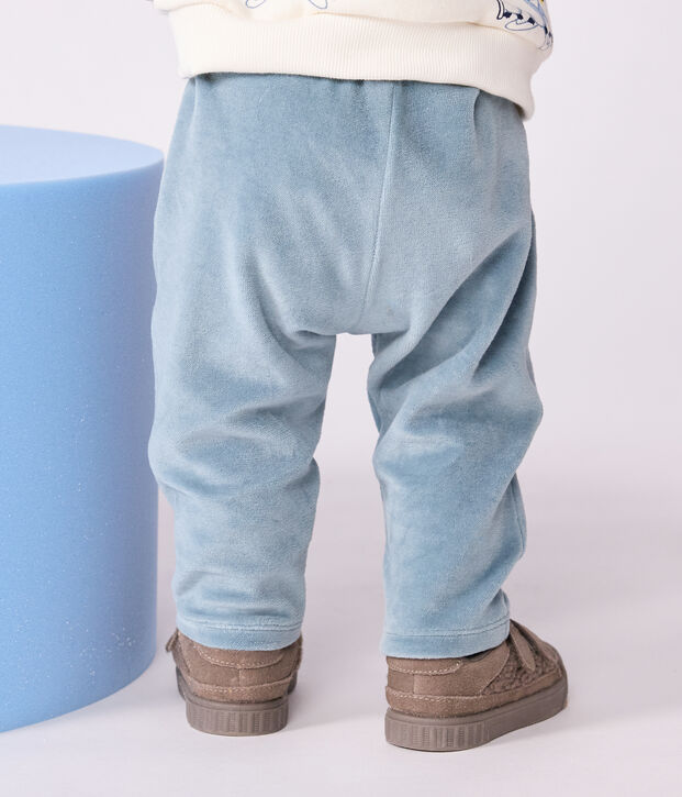 Baby-Hose aus einfarbigem Bouclette-Samt blau