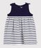 &Auml;rmelloses Baby-Kleid aus Baumwolle mit Streifen blau SOIR/ MARSHMALLOW