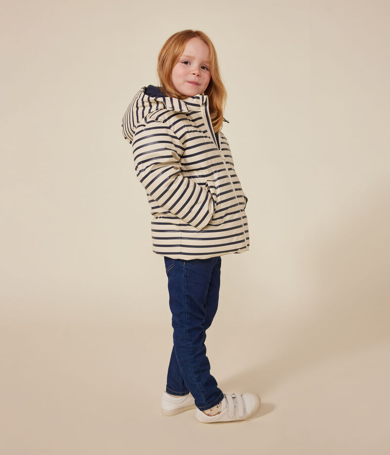 Kinder-Winterjacke f&uuml;r M&auml;dchen und Jungen naturfarben/blau