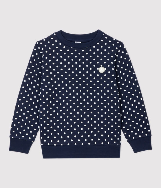 Kinder-Sweatshirt aus Molton für Mädchen blau SMOKING/weiss MARSHMALLOW