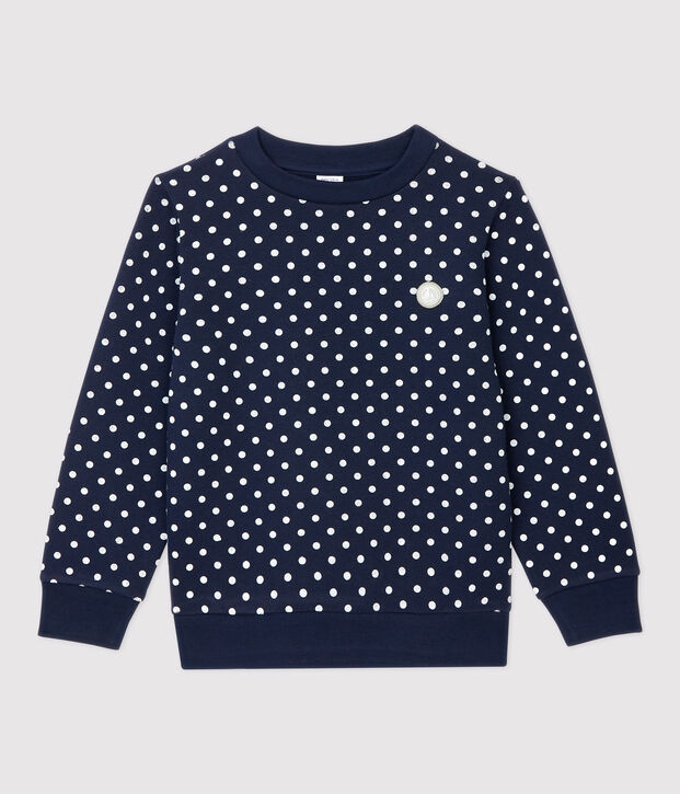 Kinder-Sweatshirt aus Molton f&uuml;r M&auml;dchen blau/weiss
