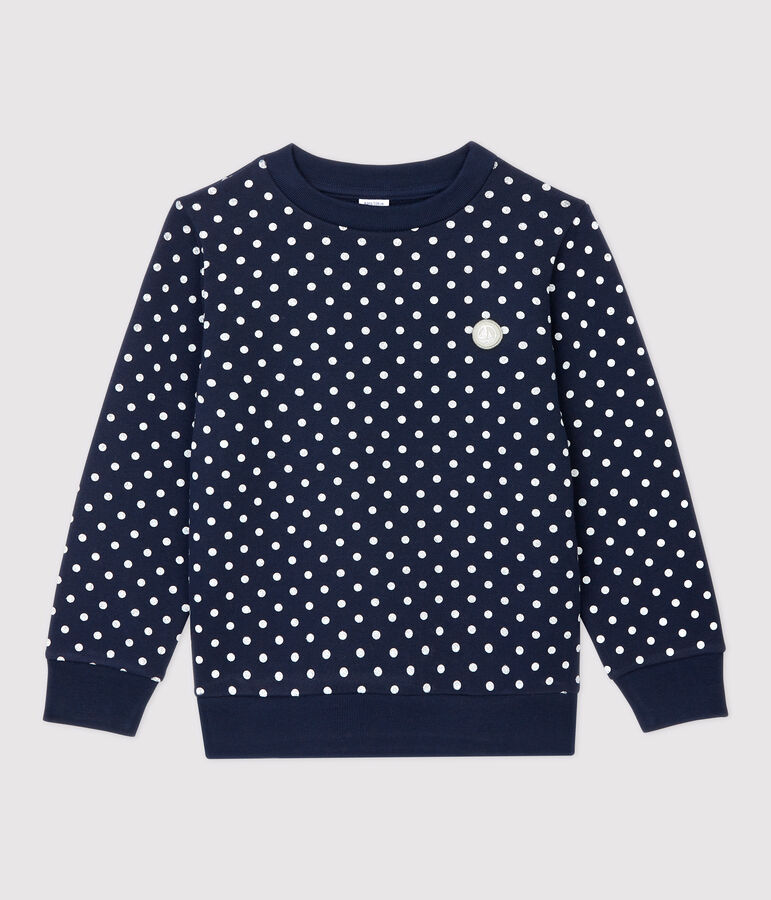 Kinder-Sweatshirt aus Molton f&uuml;r M&auml;dchen blau/weiss