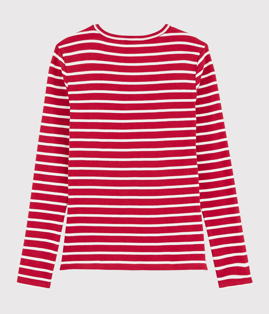 Damen-T-Shirt mit V-Ausschnitt rot TERKUIT/weiss MARSHMALLOW