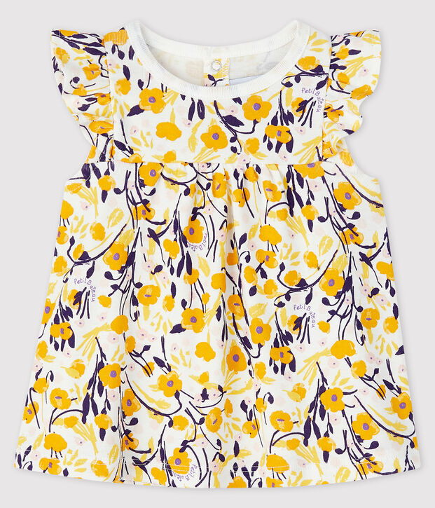 Kurz&auml;rmelige Baby-Bluse f&uuml;r M&auml;dchen weiss/vielfarbig