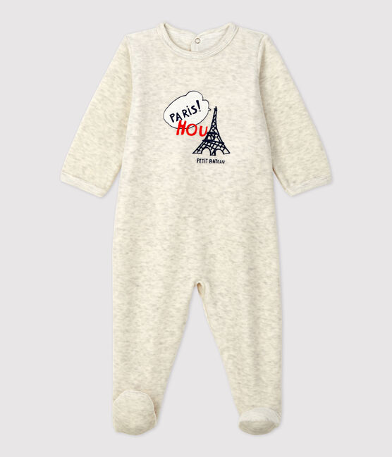 Baby-Strampler aus Velours in einfarbig Beige beige MONTELIMAR CHINE