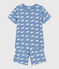 Kurzer Kinderpyjama aus Baumwolle mit Walmuster blau BEACH/ MARSHMALLOW