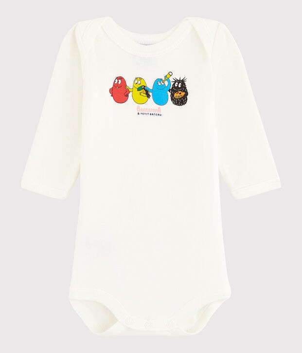 Lang&auml;rmeliger Baby-Body M&auml;dchen/Jungen weiss/blau