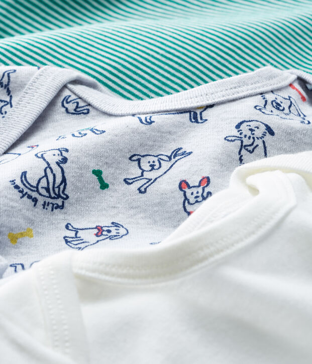 Trio lang&auml;rmelige Baby-Bodys f&uuml;r Jungen vielfarbig