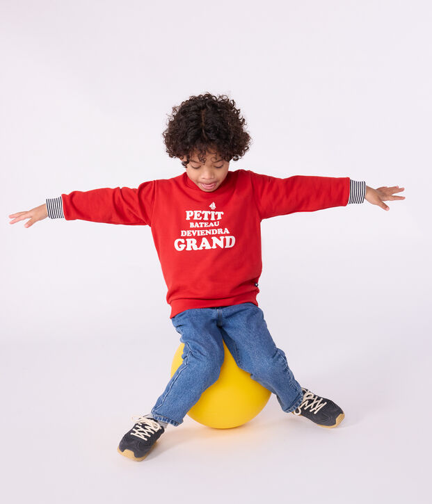 Kinder-Sweatshirt aus gemusterter Baumwolle rot