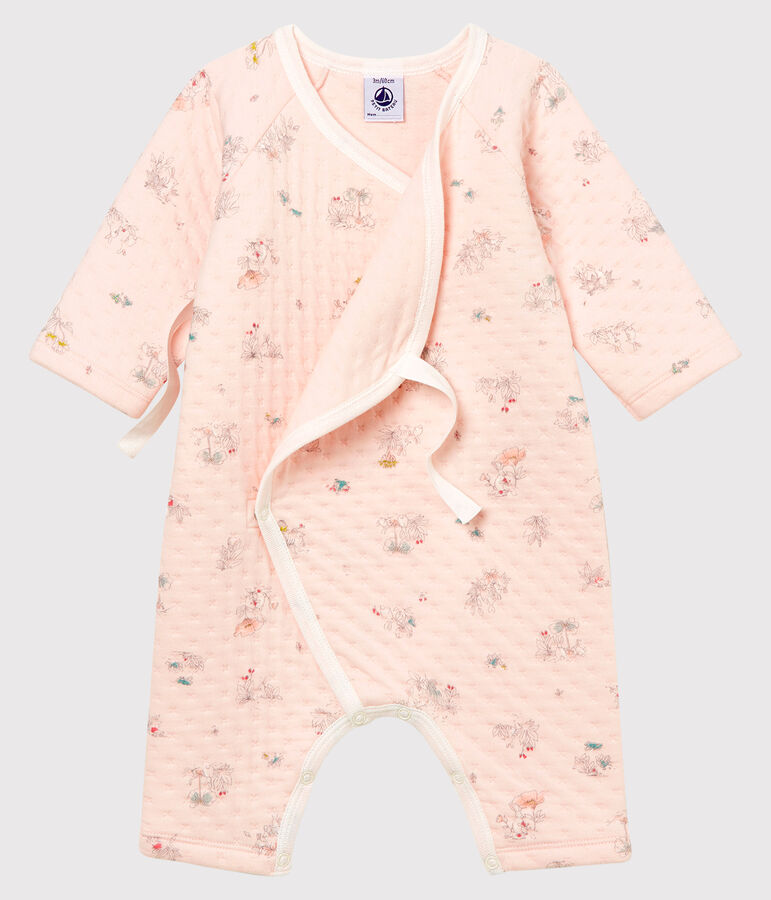 Baby Strampler aus gedoppeltem Jersey f&uuml;r M&auml;dchen rosa/blau/vielfarbig