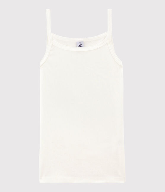 Spaghetti-Top aus Baumwolle für Damen weiss MARSHMALLOW