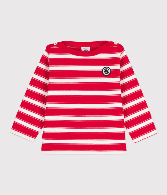 Baby-Streifenshirt aus gestreiftem dickem Jersey rot PEPS/weiss MARSHMALLOW