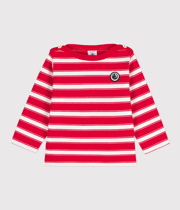 Baby-Streifenshirt aus gestreiftem dickem Jersey rot/weiss