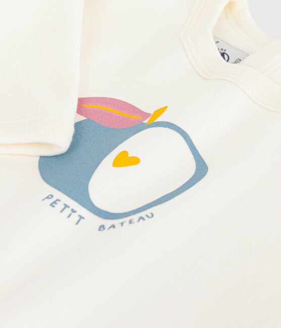 Baby-Sweatshirt aus Baumwolle, warm und weich mit Apfelmotiv naturfarben MILK