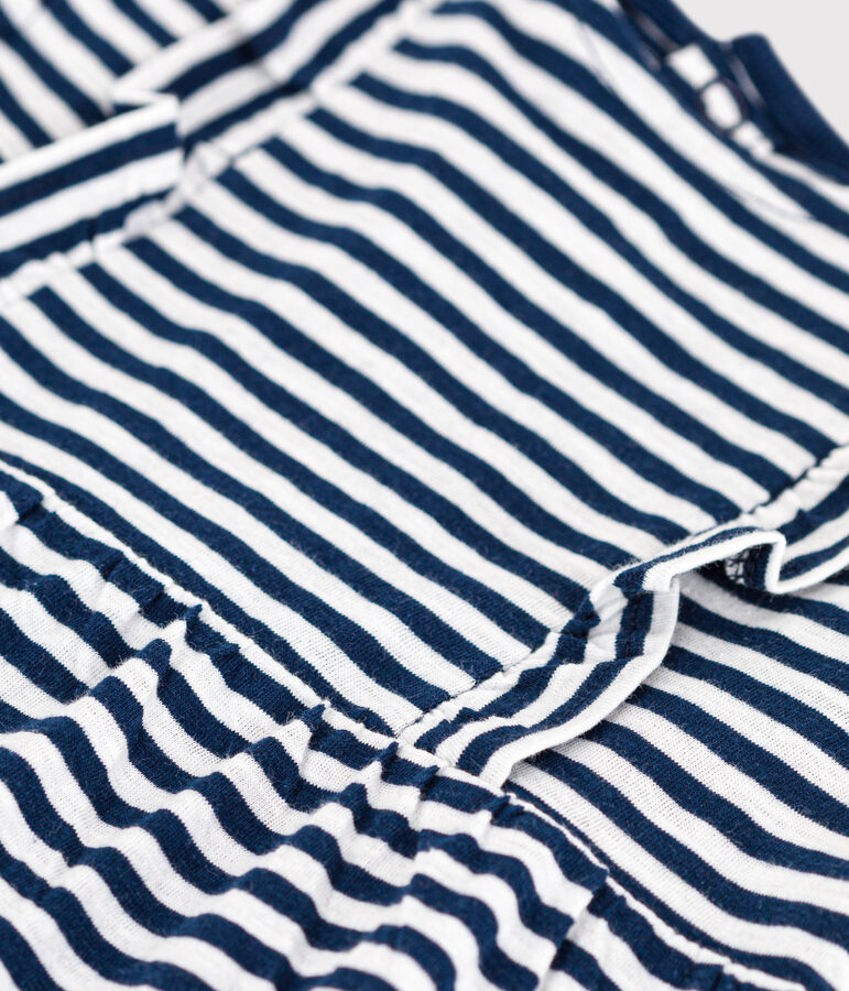 Kurz&auml;rmeliges Babykleid aus gestreiftem geflammtem Jersey blau/weiss