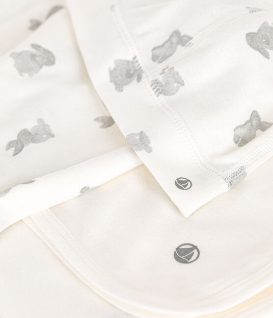 3-teiliges Baby-Set aus Baumwolle weiss MARSHMALLOW/grau GRIS